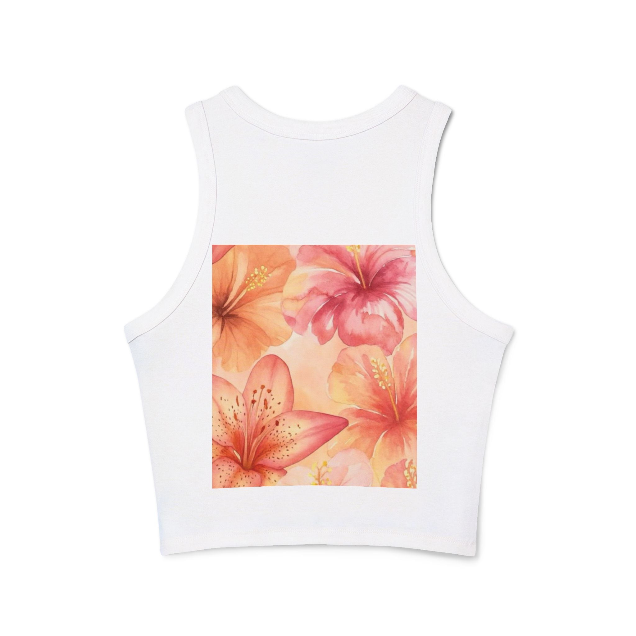 Motivational Floral Racer Tank — "Don't Stop Until You're Proud" Women's Crop Tank