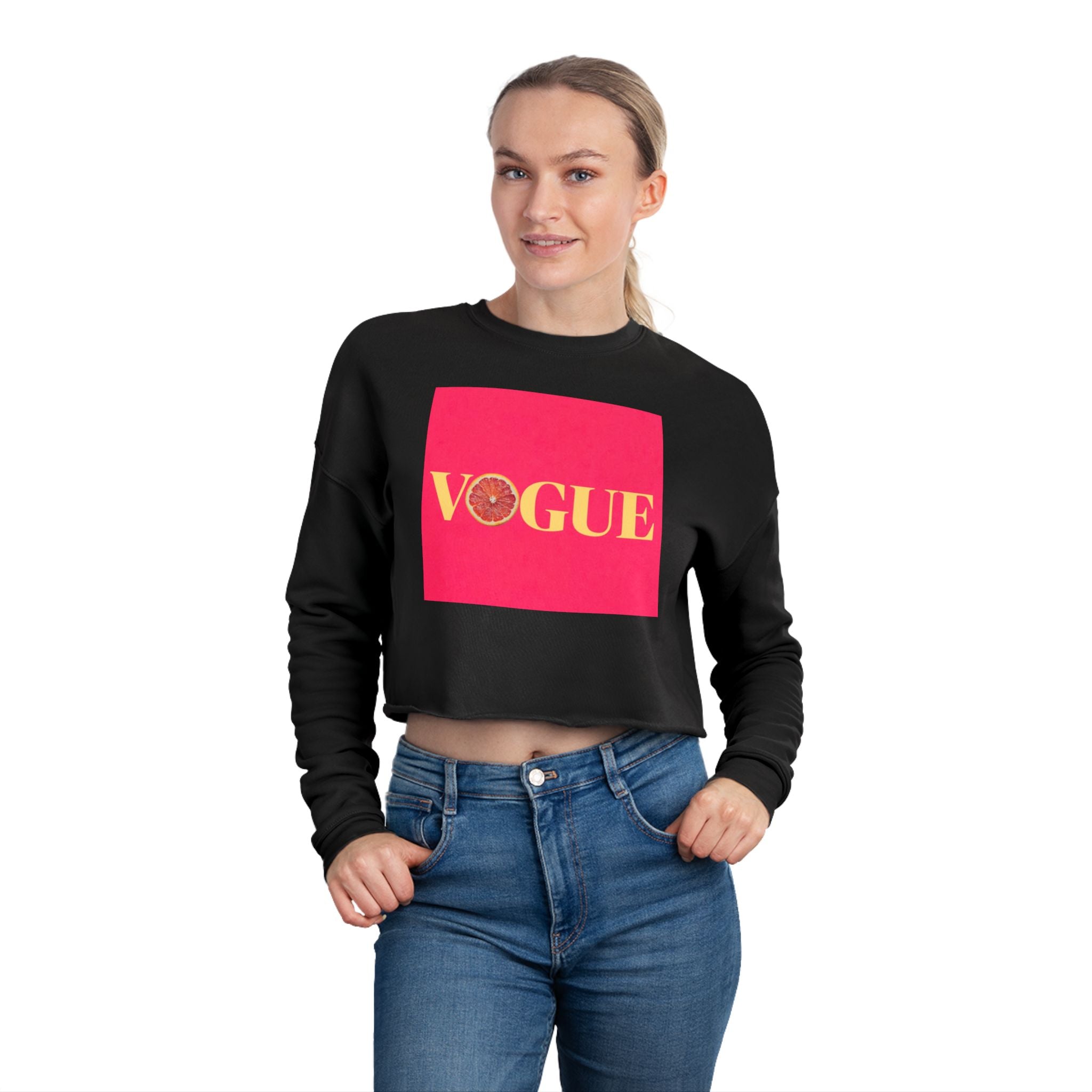 Cropped Sweatshirt VOGUE' Gold Logo Crop Top
