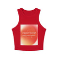 Motivational Floral Racer Tank — "Don't Stop Until You're Proud" Women's Crop Tank