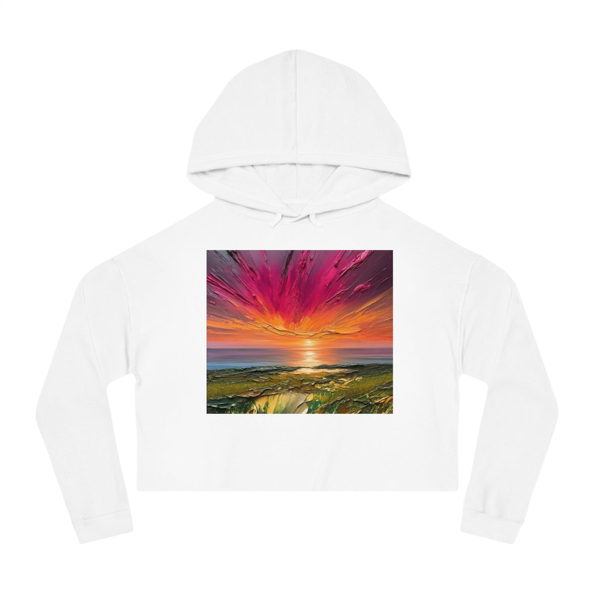 Sunset Beach Crop Hoodie|Coastal Sunset Cropped Hoodie|Beach Sunset Graphic Hoodie|Sunset Vibes Crop Hoodie|Ocean Sunset Women's Hoodie|Tropical Sunset Crop Top Hoodie|Beach Lover Cropped Hoodie