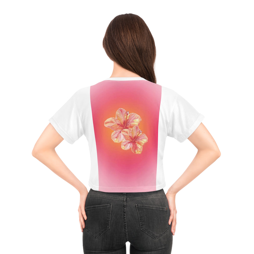 Floral Glow Crop Top|Women's Floral Crop Tee|Bloom Print Women's T-Shirt|Floral Chic Crop Shirt