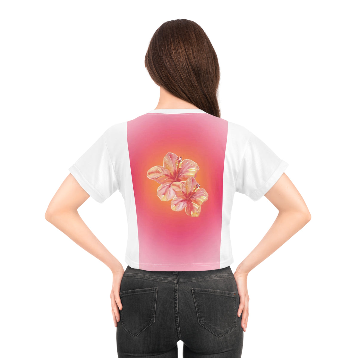 Floral Glow Crop Top|Women's Floral Crop Tee|Bloom Print Women's T-Shirt|Floral Chic Crop Shirt