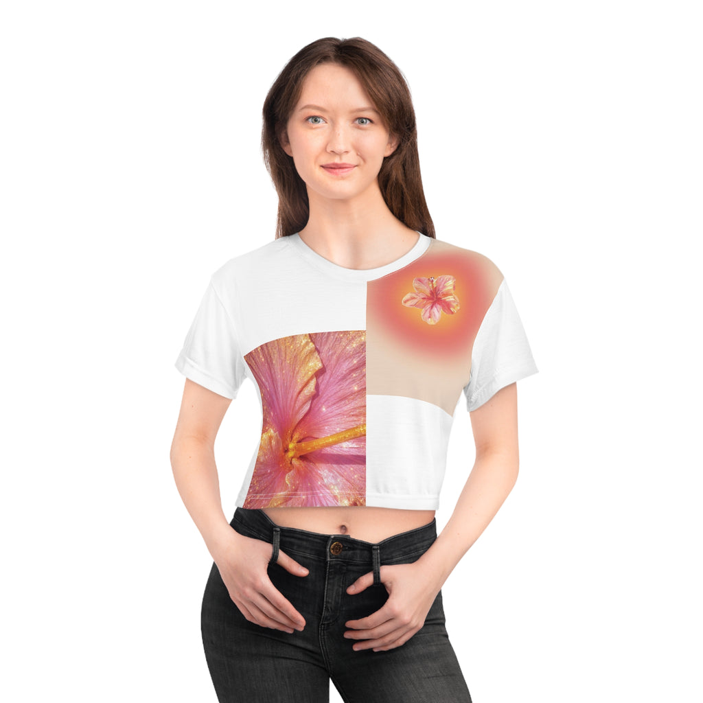 Floral Glow Crop Top|Women's Floral Crop Tee|Bloom Print Women's T-Shirt|Floral Chic Crop Shirt