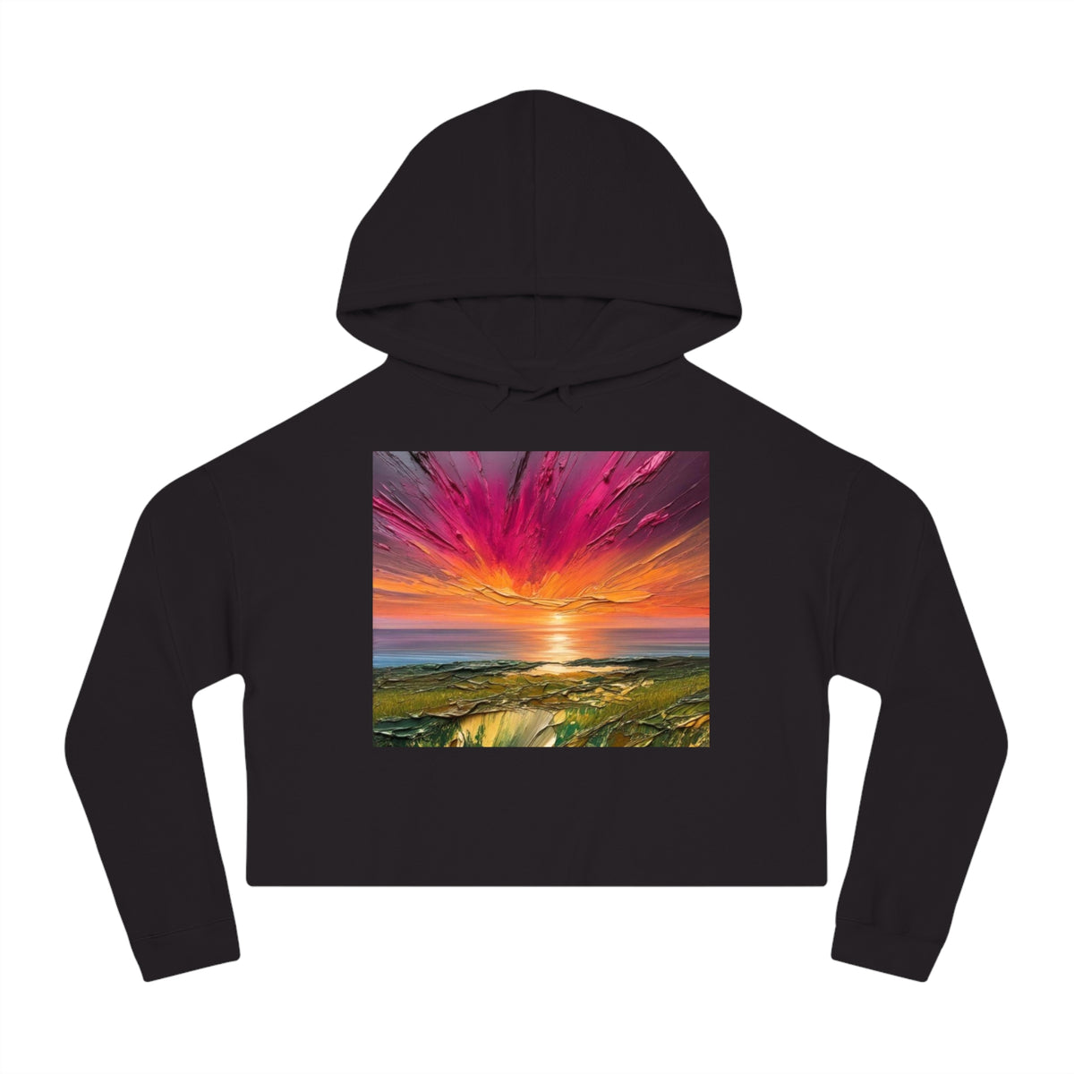 Sunset Beach Crop Hoodie|Coastal Sunset Cropped Hoodie|Beach Sunset Graphic Hoodie|Sunset Vibes Crop Hoodie|Ocean Sunset Women's Hoodie|Tropical Sunset Crop Top Hoodie|Beach Lover Cropped Hoodie