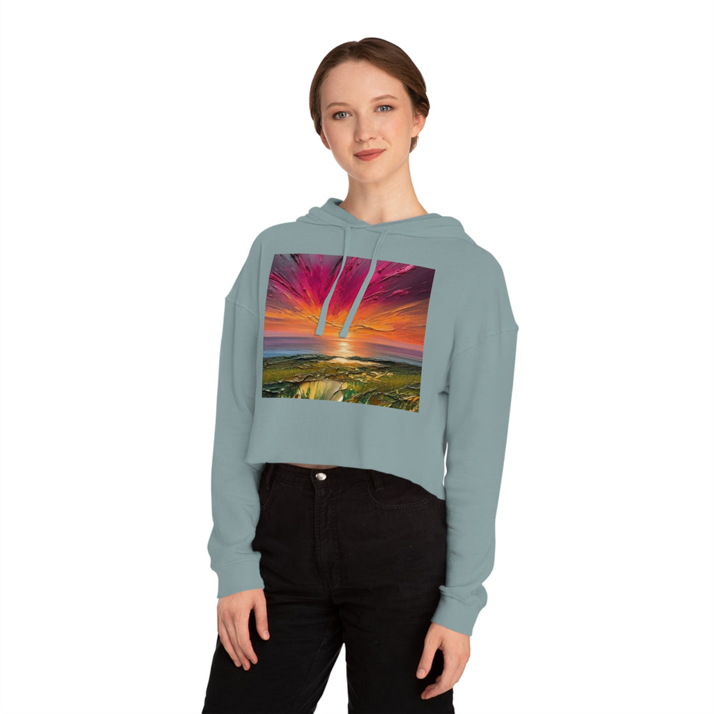 Sunset Beach Crop Hoodie|Coastal Sunset Cropped Hoodie|Beach Sunset Graphic Hoodie|Sunset Vibes Crop Hoodie|Ocean Sunset Women's Hoodie|Tropical Sunset Crop Top Hoodie|Beach Lover Cropped Hoodie