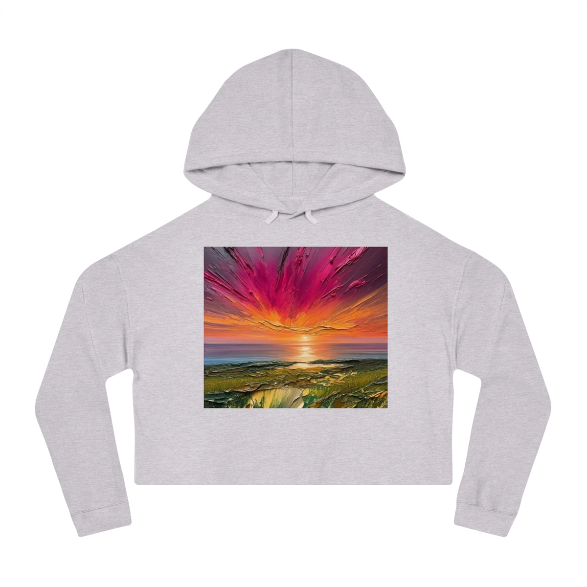 Sunset Beach Crop Hoodie|Coastal Sunset Cropped Hoodie|Beach Sunset Graphic Hoodie|Sunset Vibes Crop Hoodie|Ocean Sunset Women's Hoodie|Tropical Sunset Crop Top Hoodie|Beach Lover Cropped Hoodie