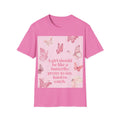 Pink Butterfly Quote Tee|Women's Butterfly Graphic T-Shirt|Inspirational Butterfly Shirt|A Girl Should Be Like Butterfly Tee|Feminine Quote Casual Tee|Butterfly Motivation T-Shirt|Pink Butterfly Women's Top|Positive Message Graphic Tee|Elegant Butterfly Print Shirt|Women's Inspirational Fashion Tee
